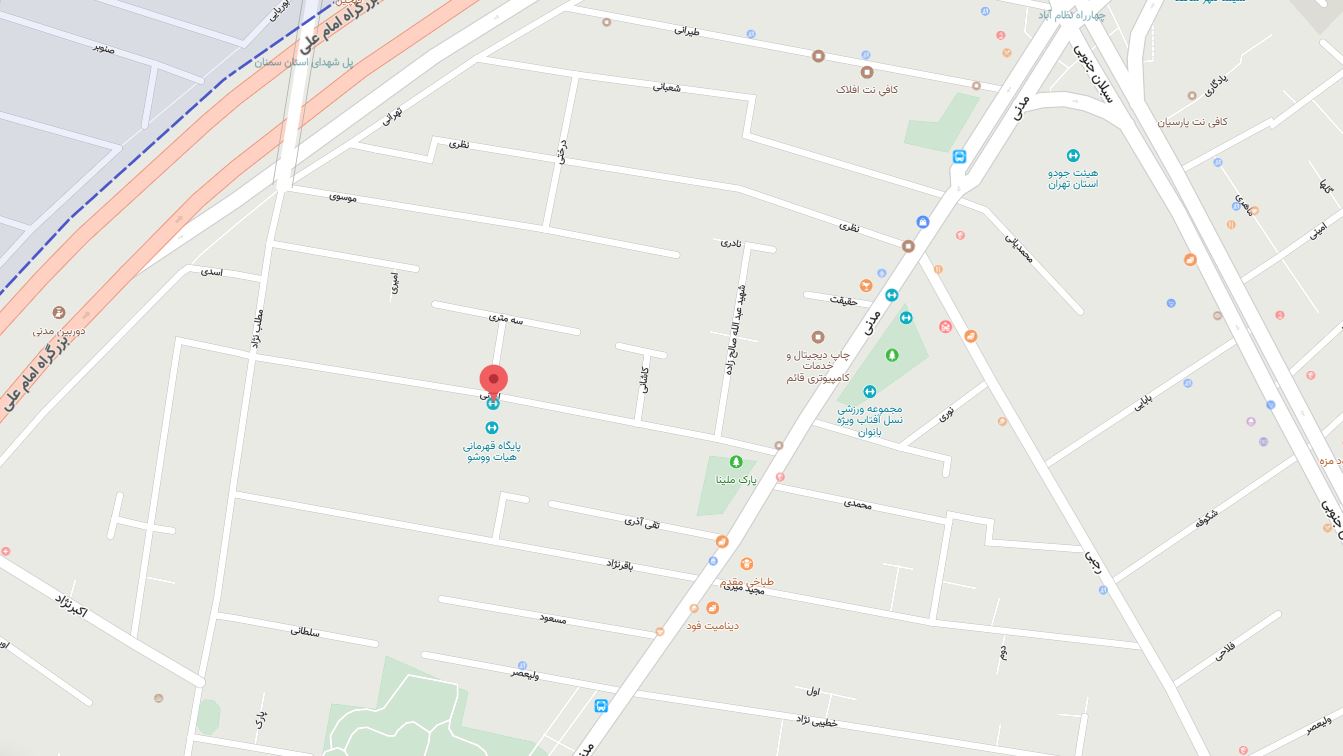 نقشه موقعیت خانه جودو تهران